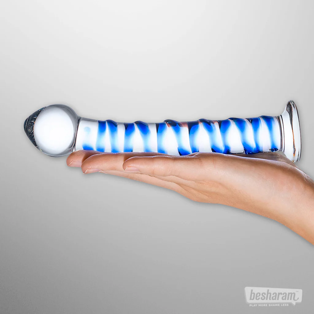 Glas Blue Spiral Glass Dildo - Image 4