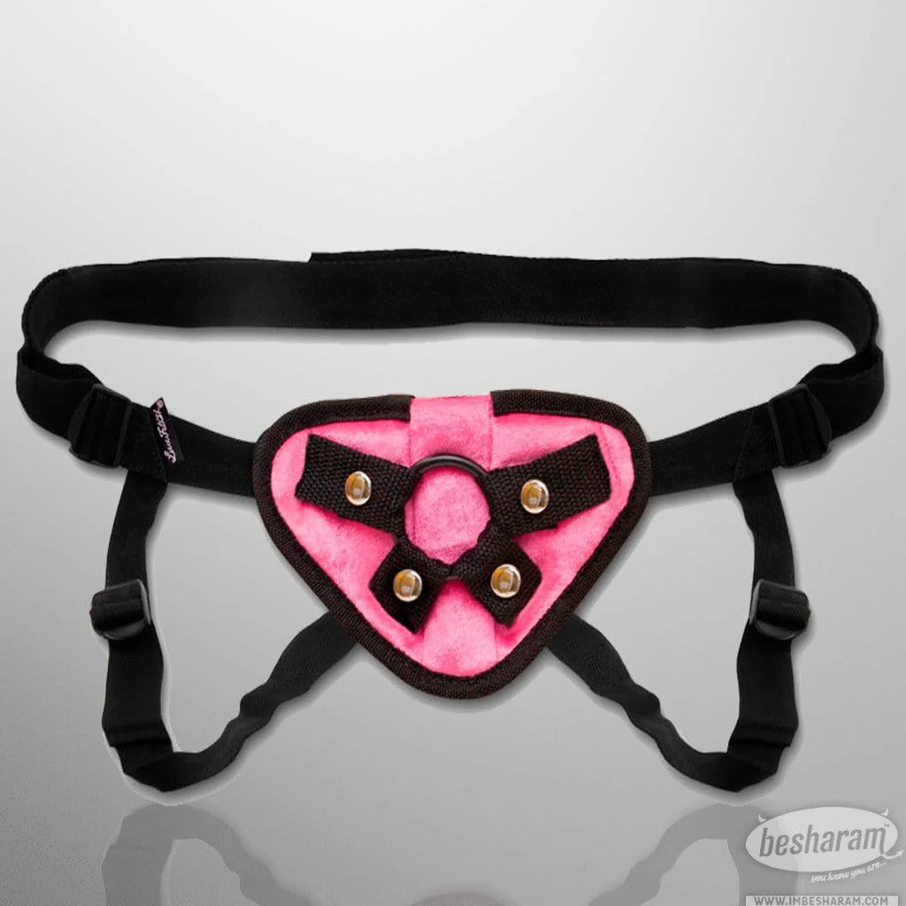 Lux Fetish Pink Velvet Strap-On Harness - Image 4