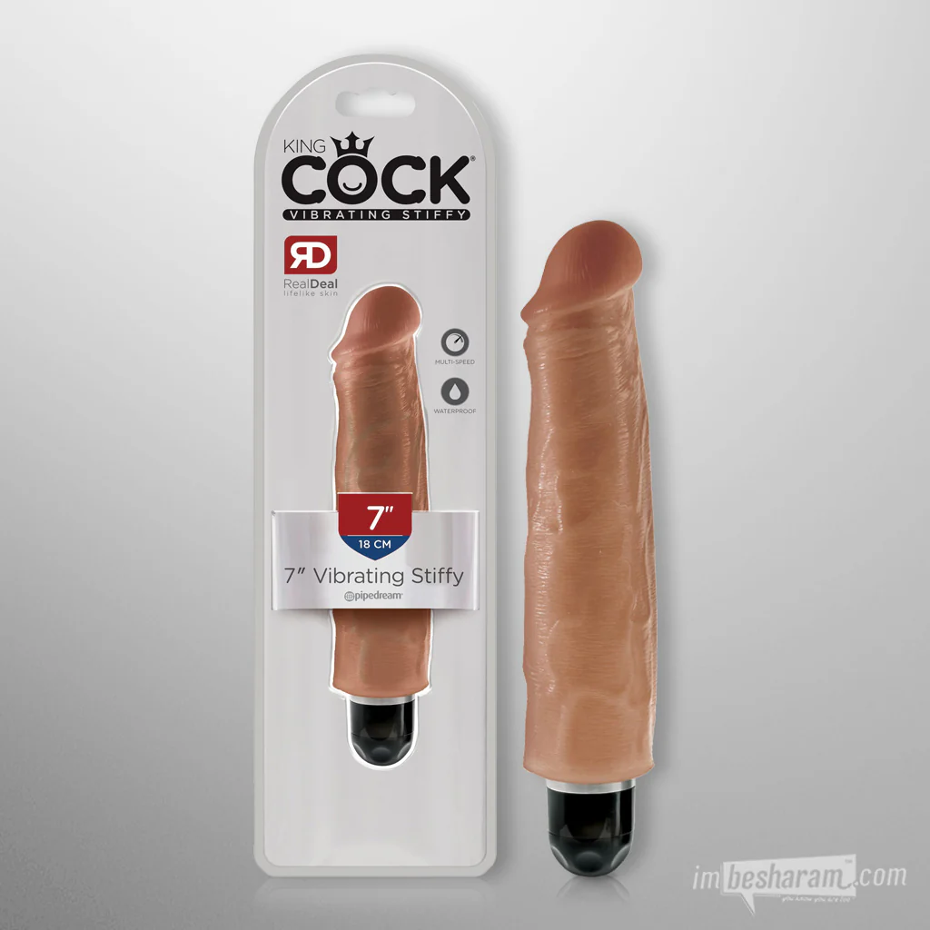 King Cock 7" Stiffy Realistic Dildo + Vibration - Image 2