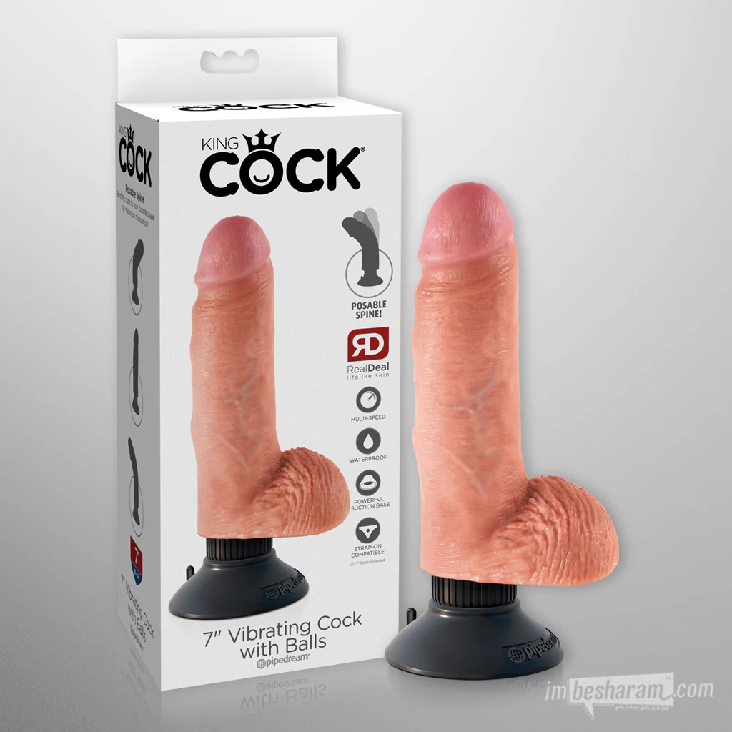 King Cock 7" Vibrating Realistic Dildo with Balls