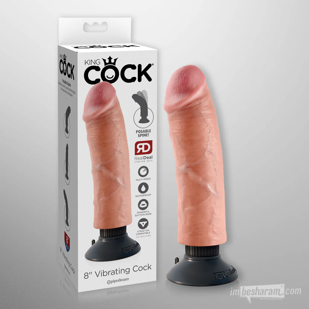 King Cock 8" Vibrating Realistic Dildo - Image 2