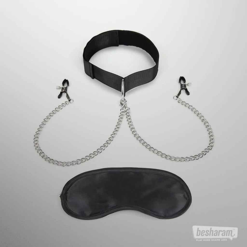 Lux Fetish Collar And Nipple Clips - Image 2