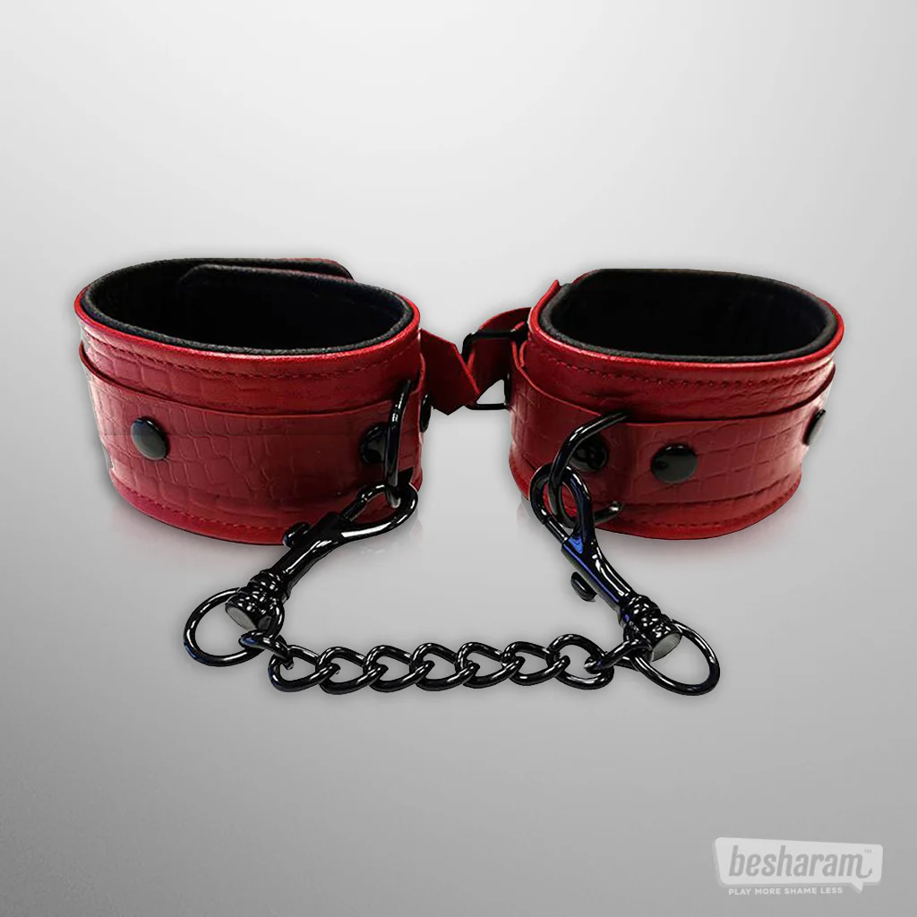 Rouge Leather Ankle Cuffs - Image 3